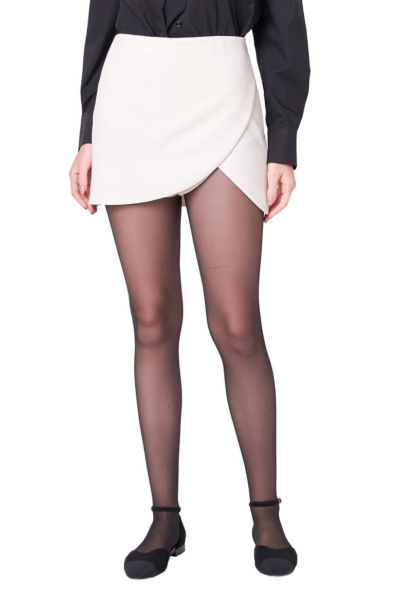 Faux Wrap Miniskort, Alternate, color, BEIGE