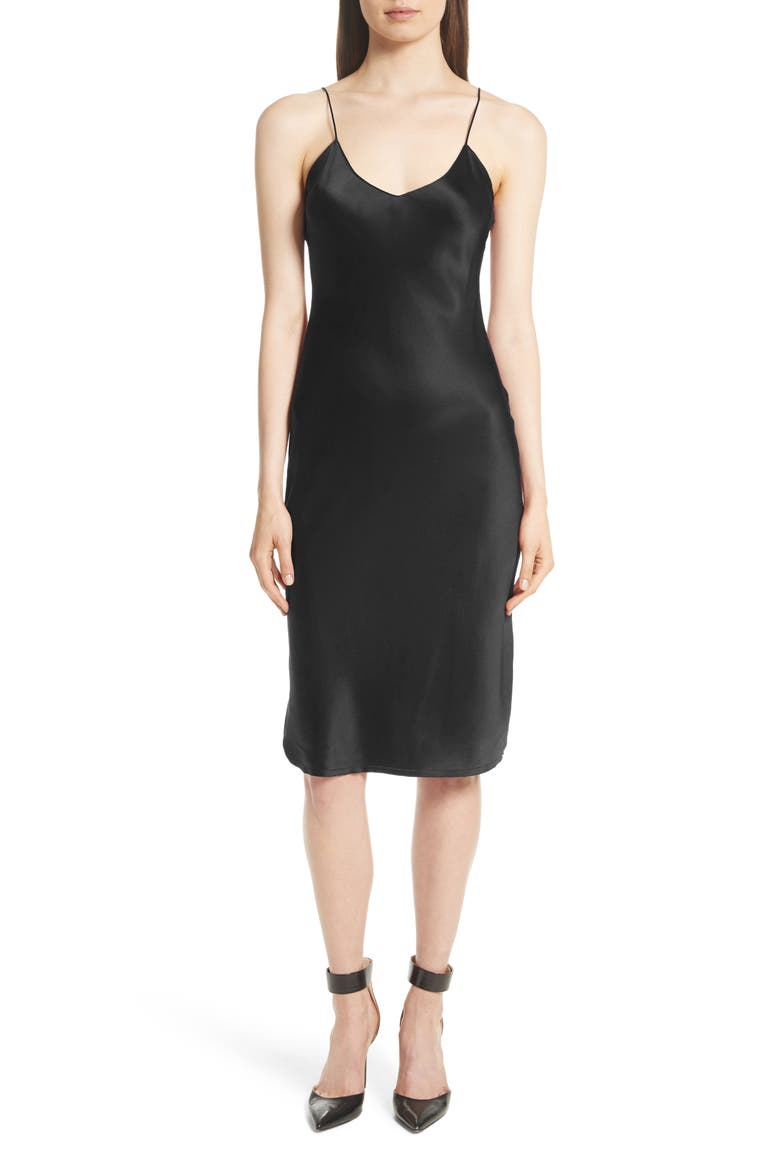 Silk Slipdress, Main, color, BLACK