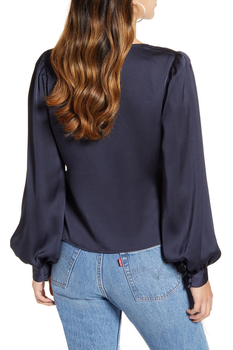 Long Sleeve Faux Wrap V-Neck Top, Alternate, color, PARISIAN NIGHT