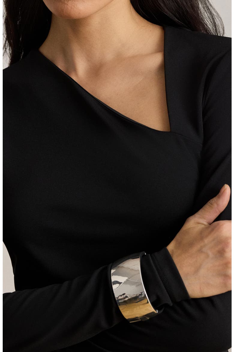 Asymmetric Neck Matte Jersey Top, Alternate, color, BLACK