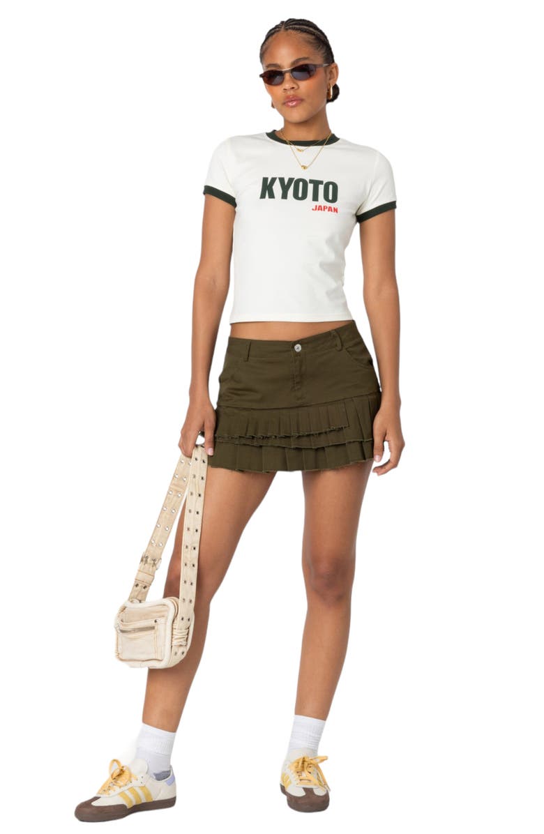 EDIKTED Kyoto Graphic Baby Tee, Alternate, color, Beige