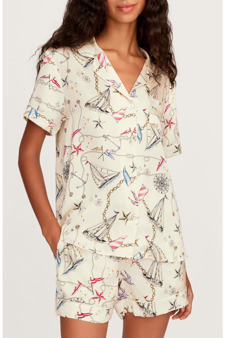 Regatta Royale Mulberry Silk Short Pajamas, Main, color, BEIGE