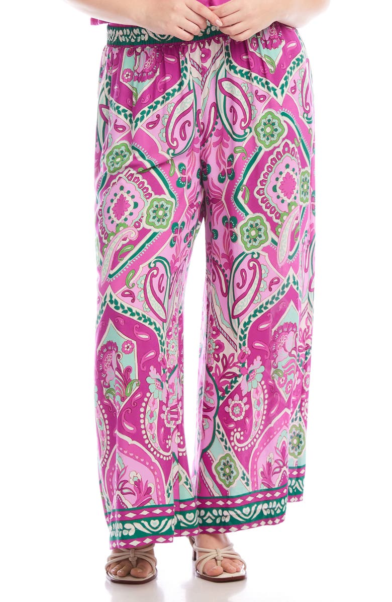 Karen Kane High Waist Wide Leg Pants, Main, color, Pink Multi Print