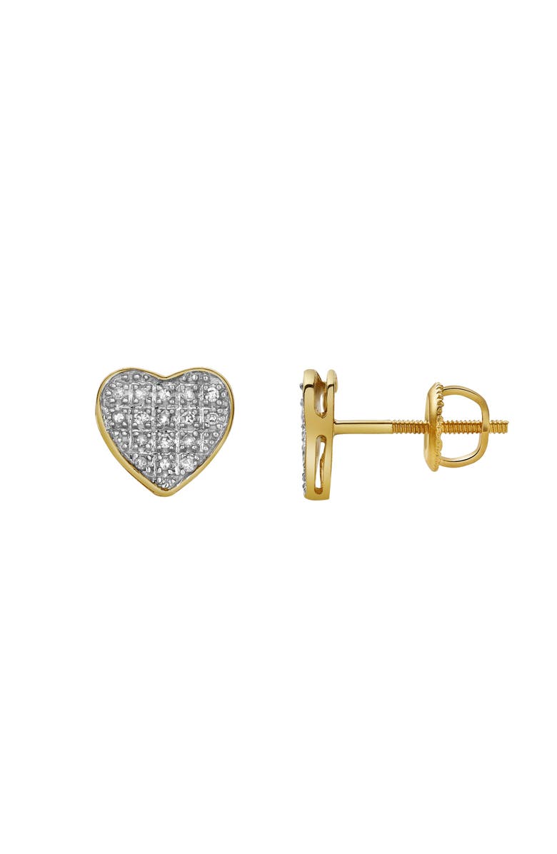LuvMyJewelry Beat 10K Yellow Gold Cluster Diamond Unisex Earrings - 0.09 Cts, Alternate, color, 