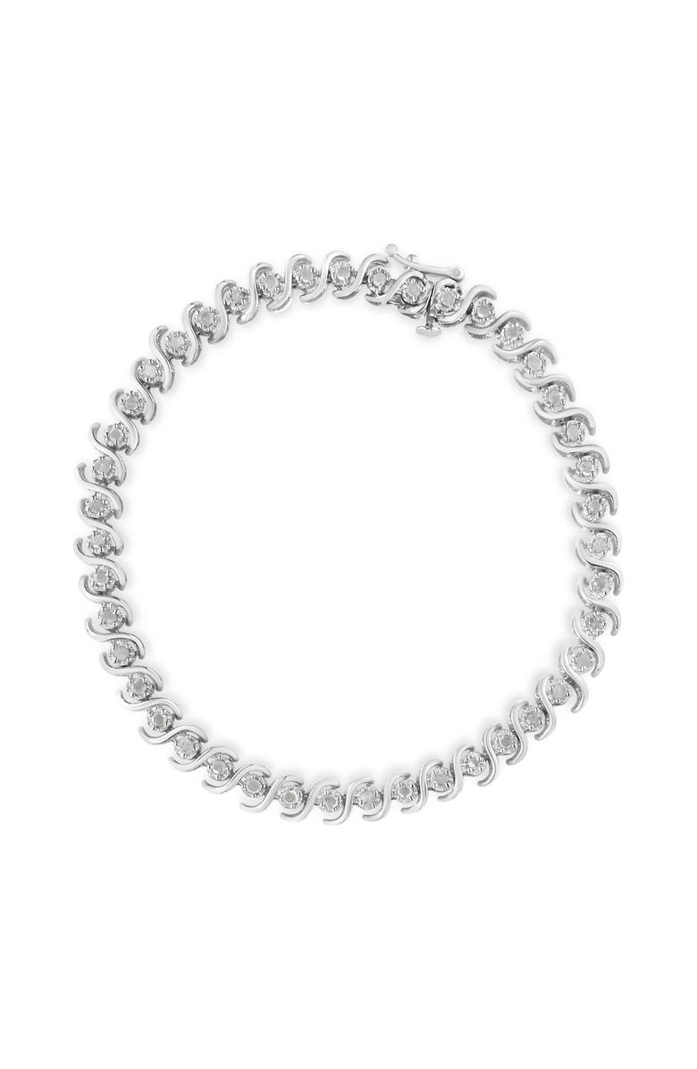 Haus of Brilliance Silver 1.0 Cttw Round Miracle-Set Diamond Tennis Bracelet, Main, color, White