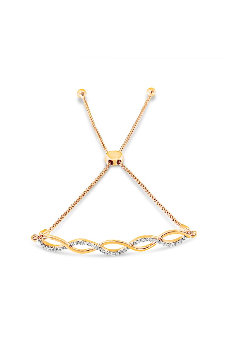 Silver Diamond Infinity Twist Bolo Bracelet, Alternate, color, Yellow Gold over Silver