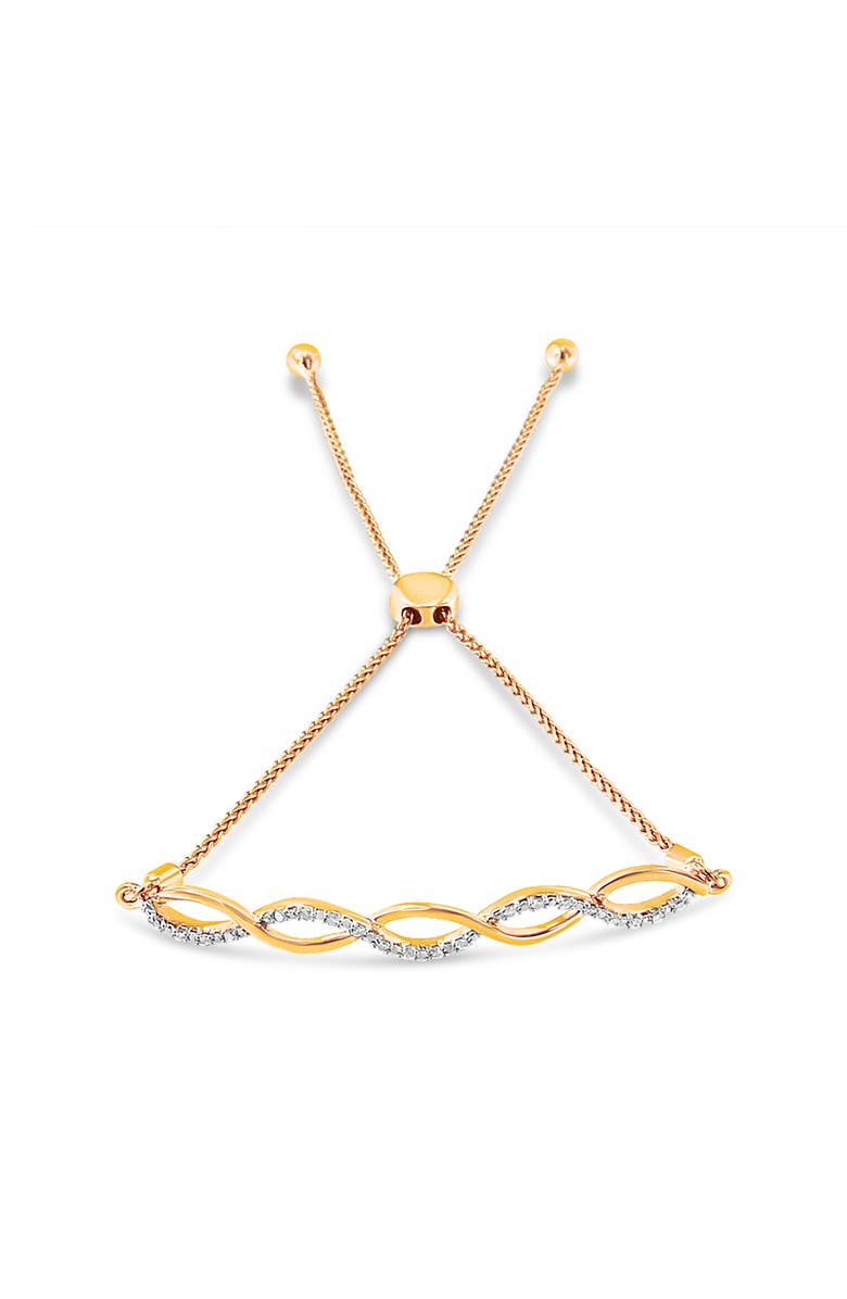 Haus of Brilliance Silver Diamond Infinity Twist Bolo Bracelet, Alternate, color, Yellow Gold Over Silver