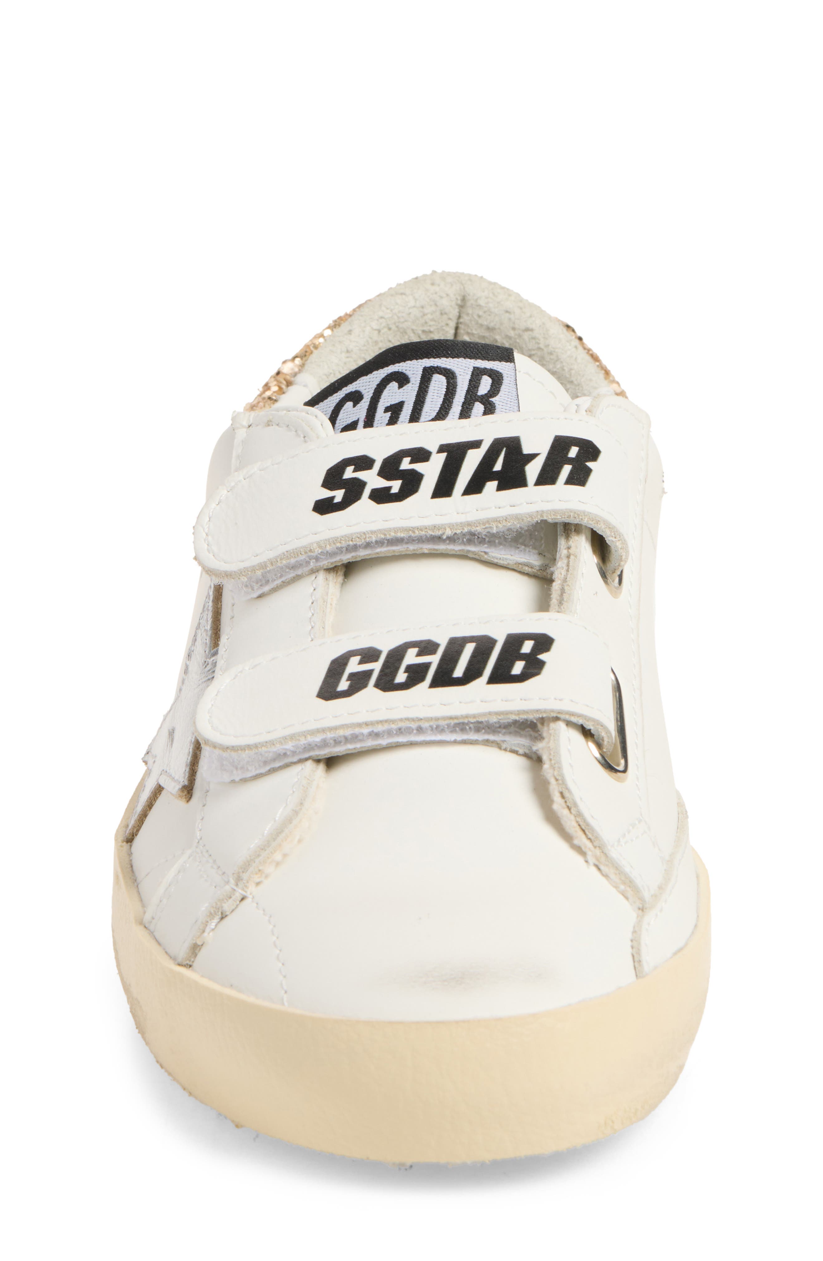 Kids' Old School Sneaker, Alternate, color, WHITE/ SILVER/ LIGHT GOLD/ ICE