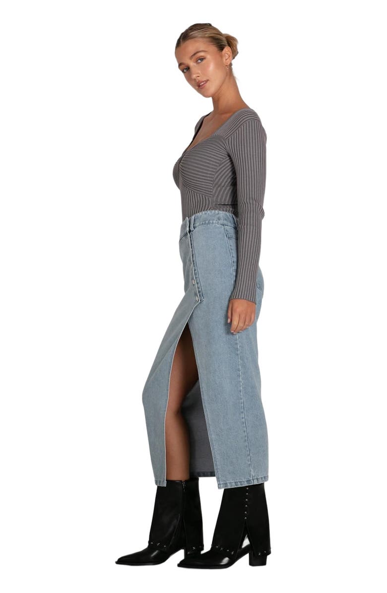 Belle & Bloom Can't Forget You Denim Midi Skirt, Alternate, color, Stonewash