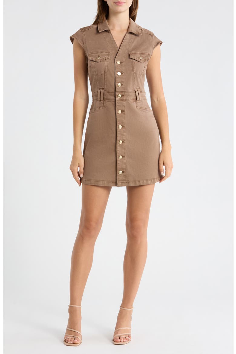 Jaxsyn Cap Sleeve Denim Minidress, Main, color, VINTAGE CANEWOOD