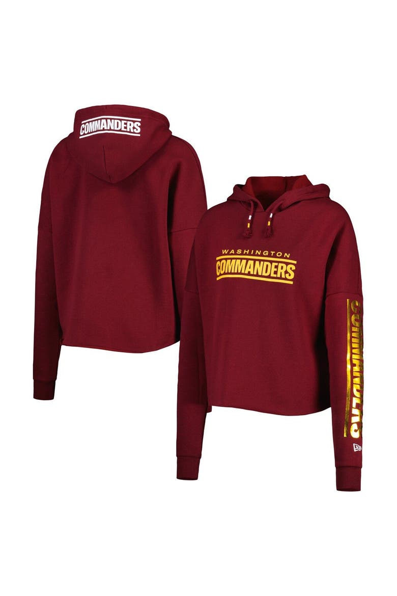 Women's New Era Burgundy Washington Commanders Foil Sleeve Pullover Hoodie, Main, color, Burgundy