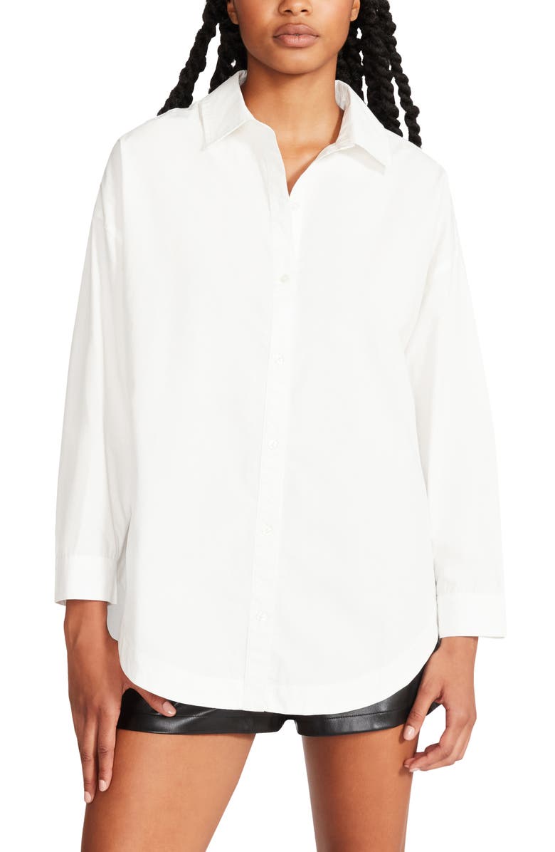 Steve Madden Poppy Oversize Cotton Button-Up Shirt, Main, color, 