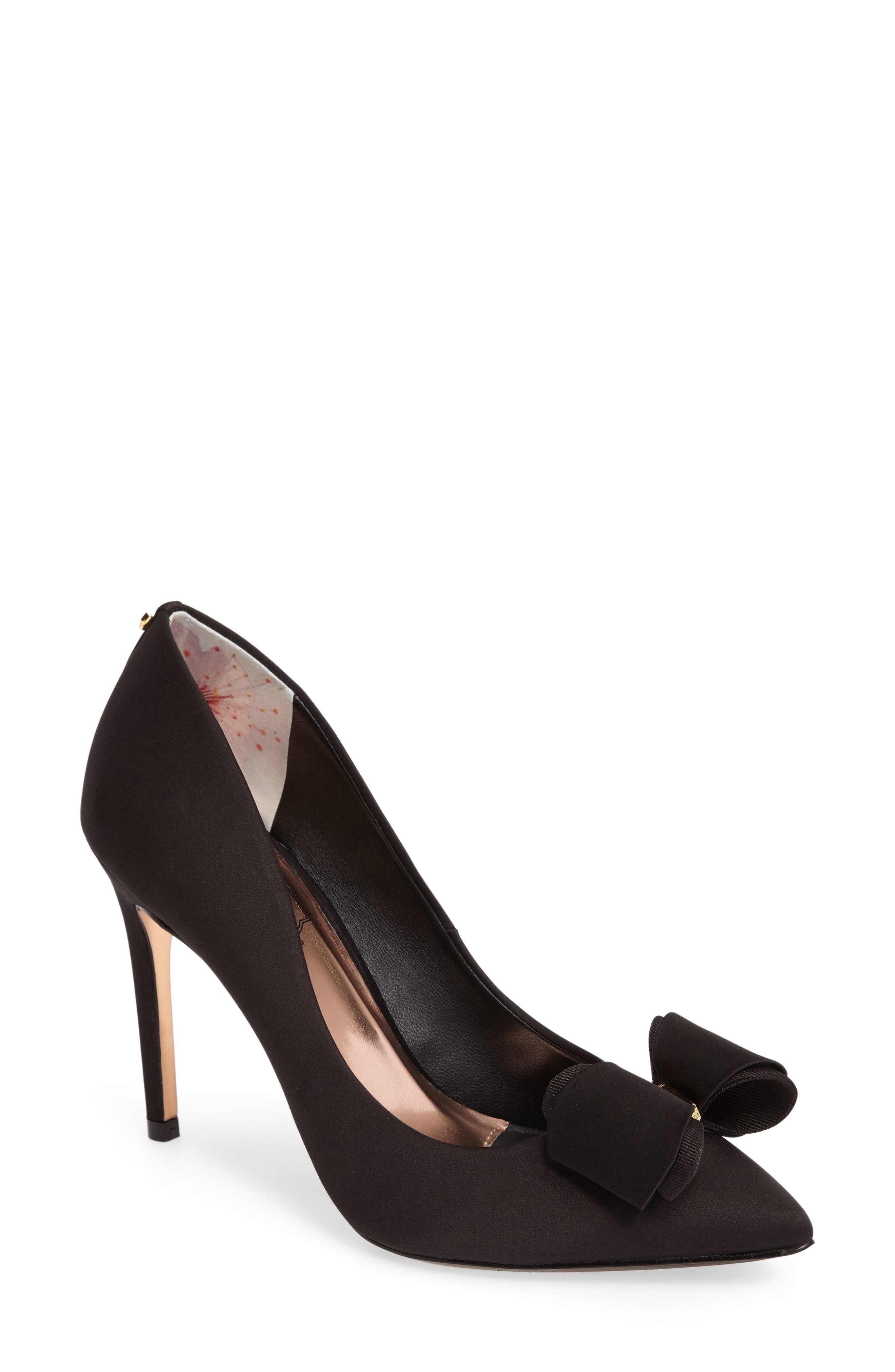 Azeline Bow Pump, Main, color, BLACK FABRIC