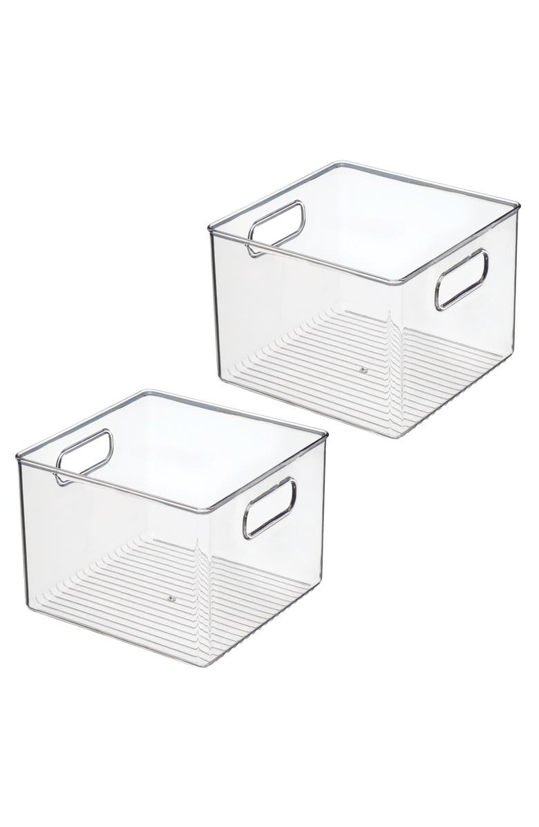 iDesign Pantry Storage Bins with Handles, Set of 2, Clear, Main, color, Clear