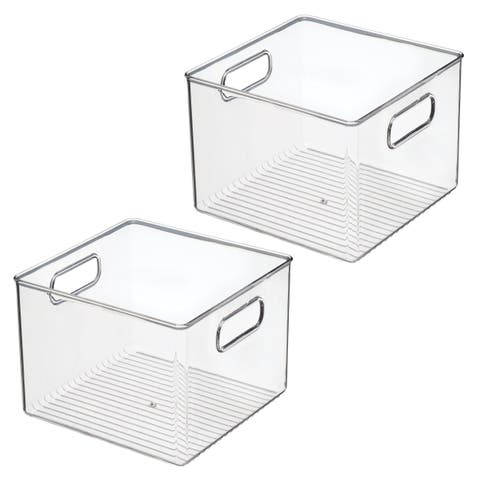 Pantry Storage Bins with Handles, Set of 2, Clear