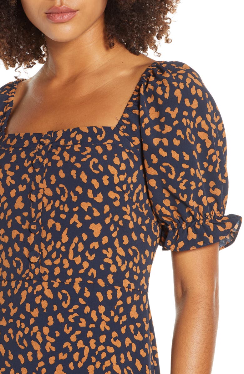 Chelsea28 Chelsea 28 Leopard Print Square Neck Dress, Alternate, color,