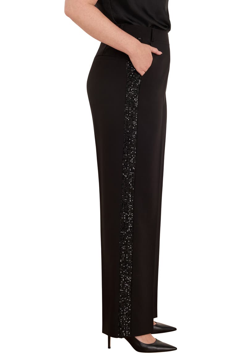 Lenox Sequin Side Stripe Wide Leg Pants, Alternate, color, BLACK ONYX