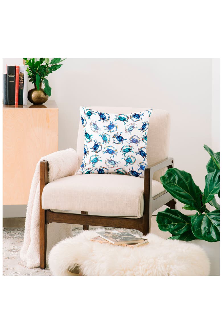 Blue Crab Square Throw Pillow, Alternate, color, BLUE