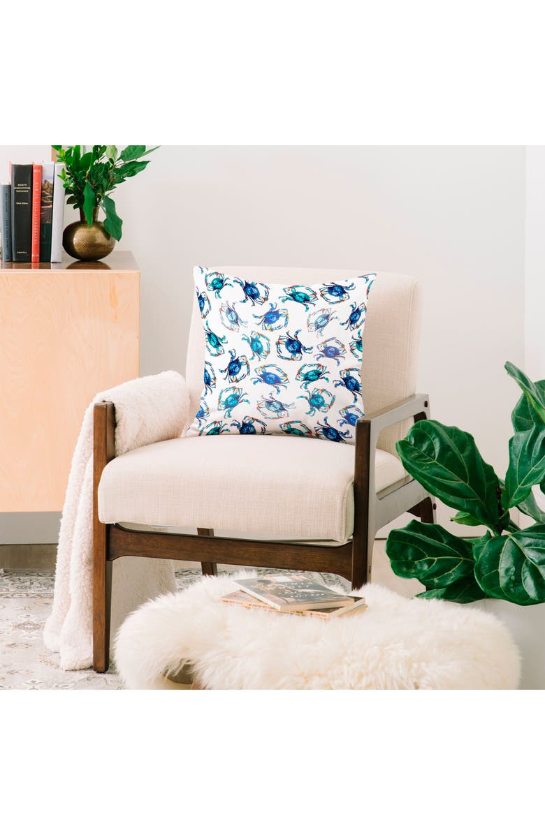 Deny Designs Blue Crab Square Throw Pillow, Alternate, color, Blue