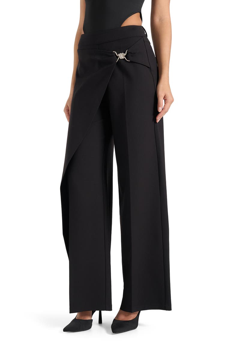 Beryl Wrap Front Tailored Trousers With Hardware Detail, Main, color, Black