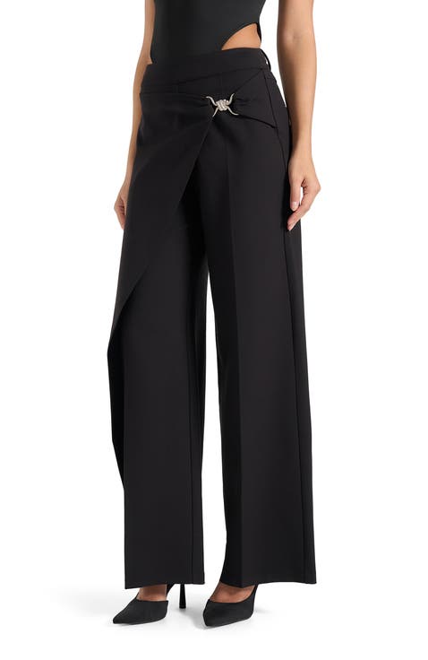 Beryl Wrap Front Tailored Trousers With Hardware Detail