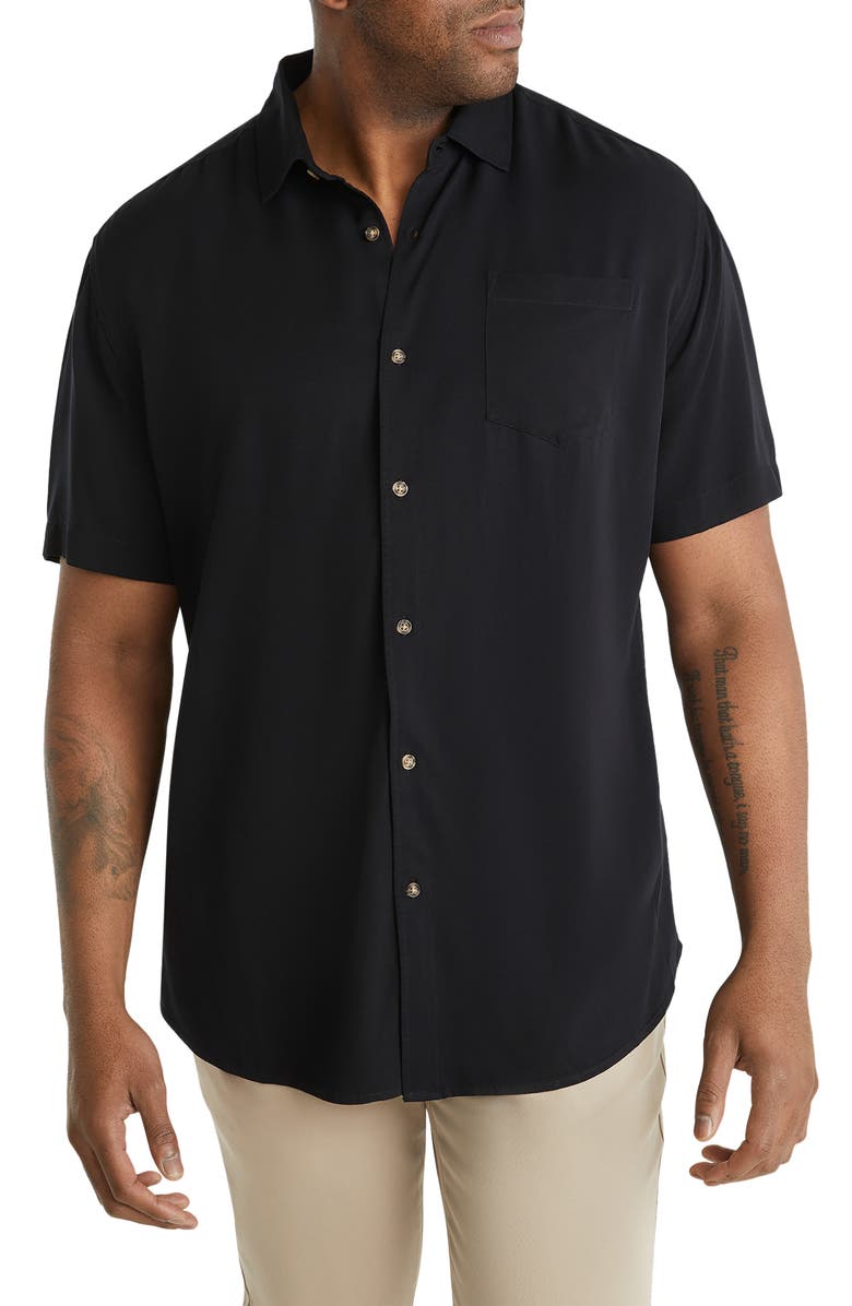 Johnny Bigg Corfu Solid Black Short Sleeve Button-Up Shirt, Main, color,