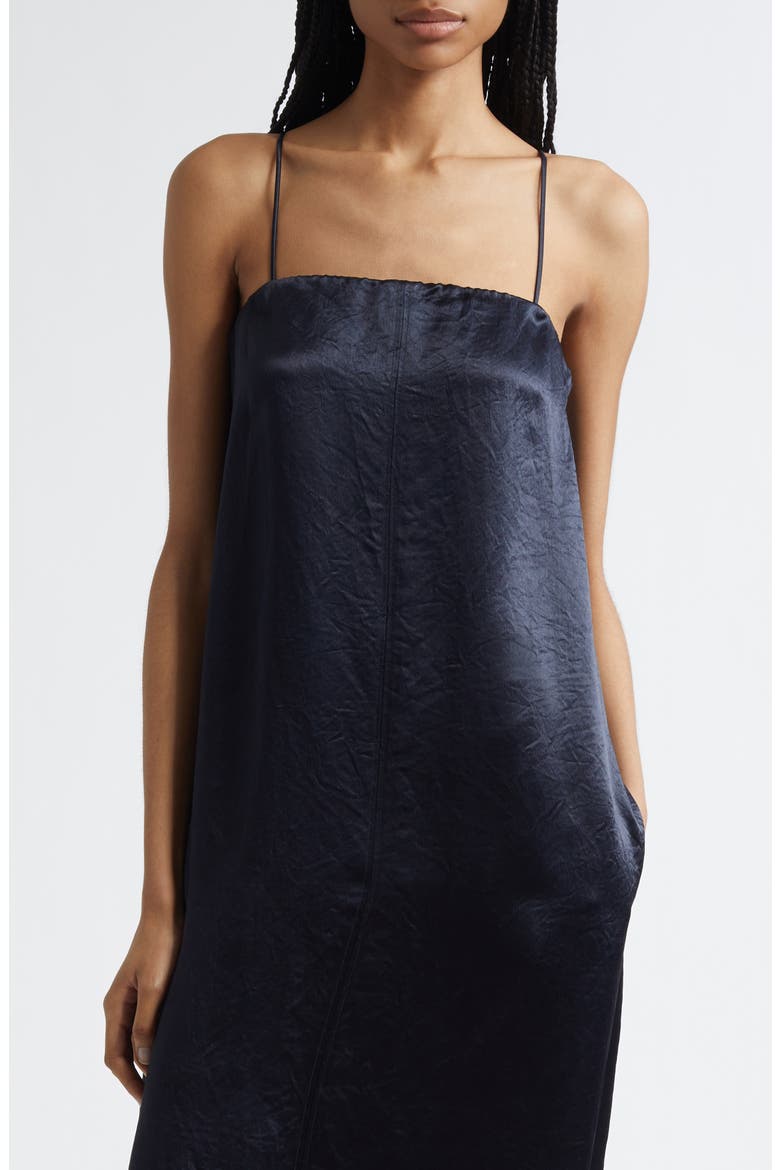 Aerosi Sleeveless Satin Midi Dress, Alternate, color, NAVY