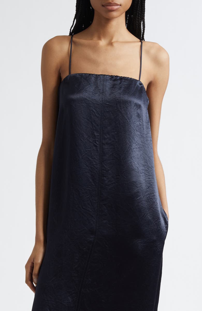 MM by Max Mara Aerosi Sleeveless Satin Midi Dress, Alternate, color, Navy