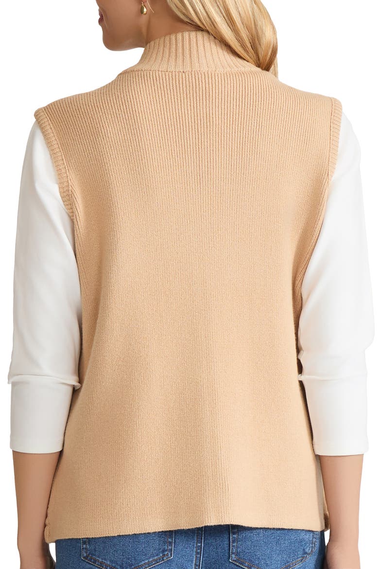 Zip Front Cable Sweater Vest, Alternate, color, CAFE AU LAIT