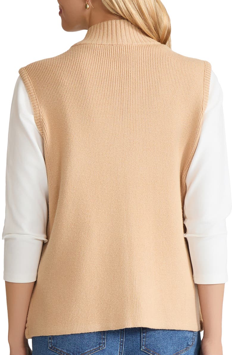 Jones New York Zip Front Cable Sweater Vest, Alternate, color, 