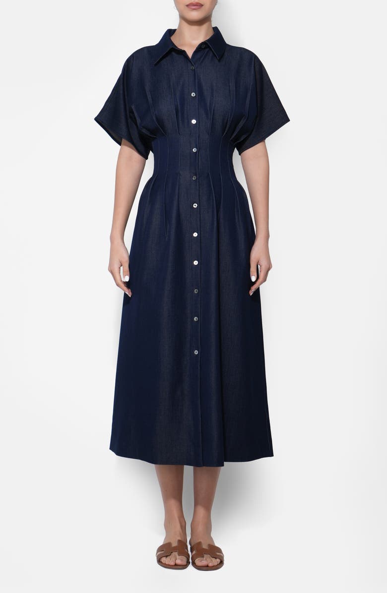 Adelyn Rae Audrey Denim Shirtdress, Main, color, Denim Blue