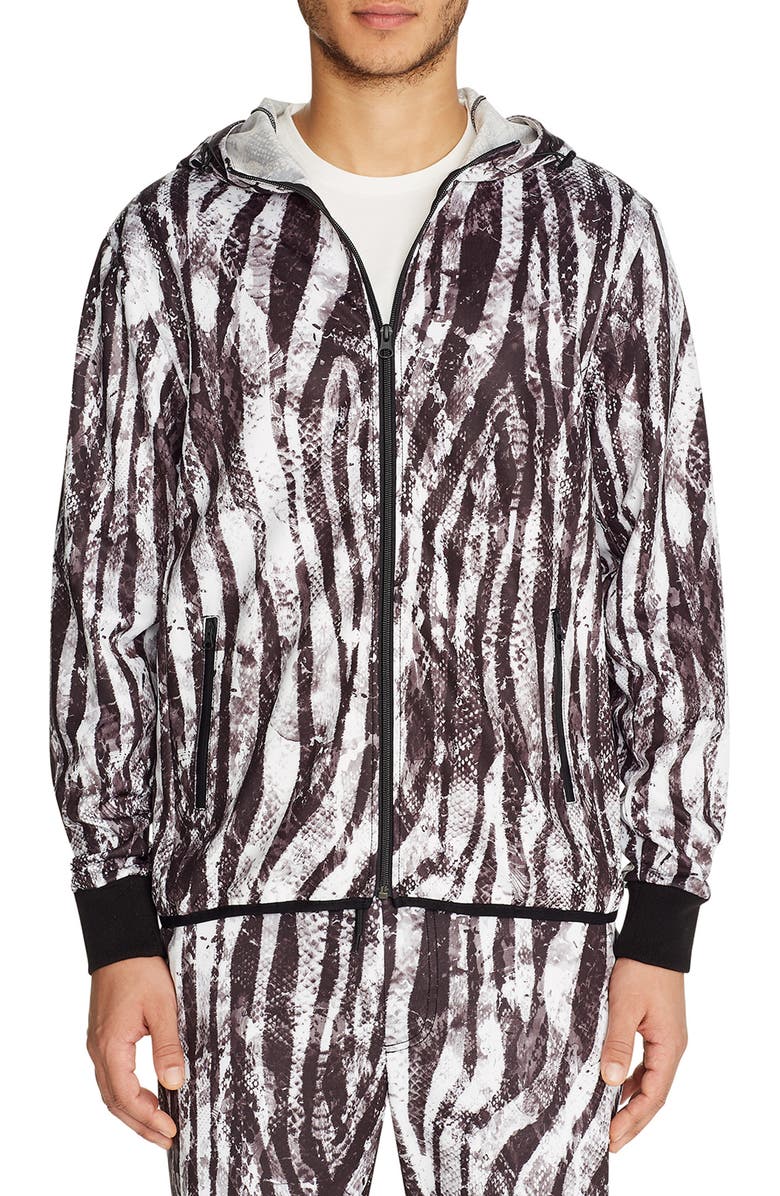 Tallia Zebra Print Hoodie Jacket, Main, color,