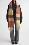 Acne Studios Vally Plaid Alpaca, Wool & Mohair Blend Scarf