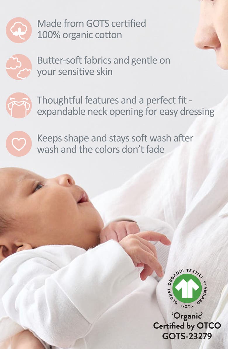 BUTTERBLU Ashley Ruffle Long Sleeve Organic Cotton 5-Pack Bodysuits, Alternate, color, Sorbet