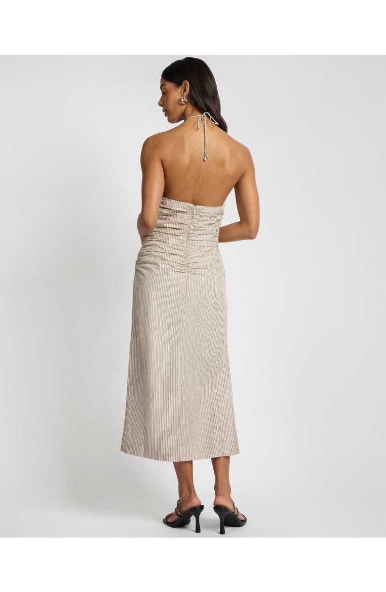 Onia Ruched Halter Dress, Alternate, color, Tan/White