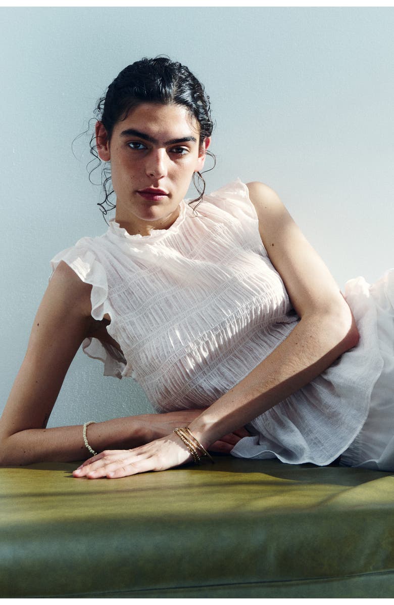 H&M Smocked Peplum Top, Alternate, color, White