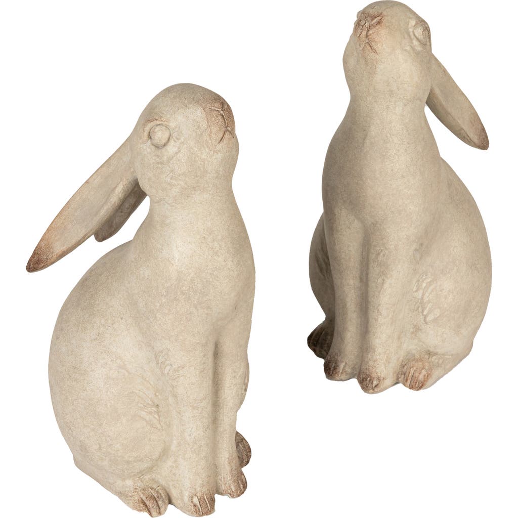 Storied Home Charming Resin Rabbit Bookends, Grey In Neutral
