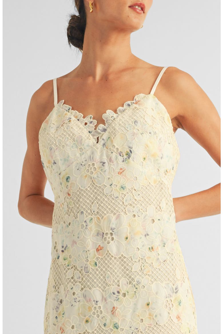 Sabrina Floral Lace Midi Dress, Alternate, color, CREAM