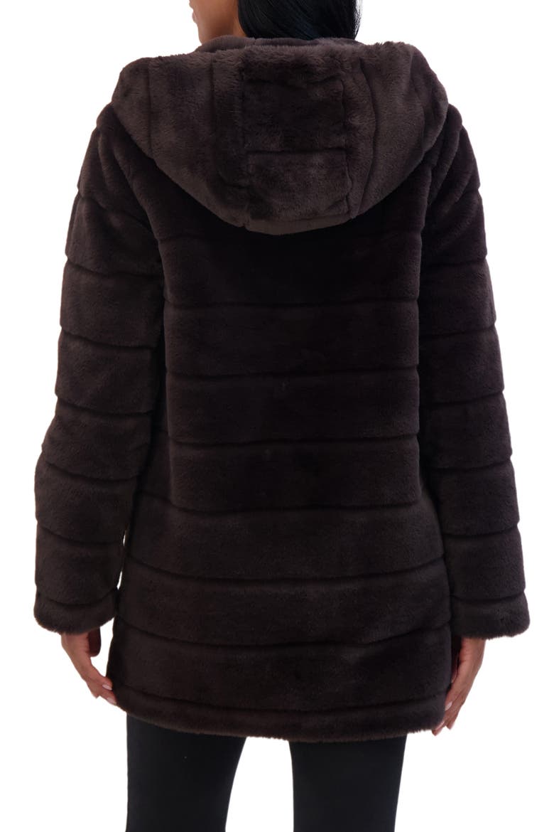 Hooded Faux Fur Jacket, Alternate, color, BROWN