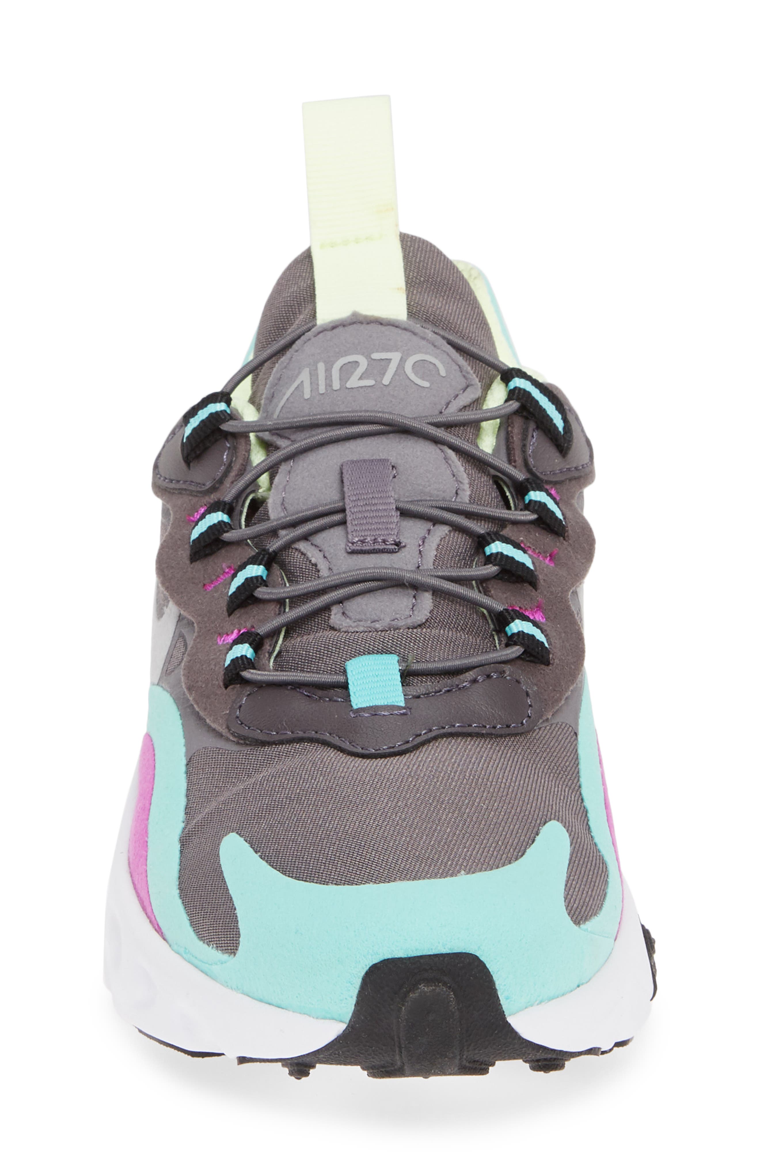 Air Max 270 React Sneaker, Alternate, color, GUNSMOKE/ SILVER/ GREEN