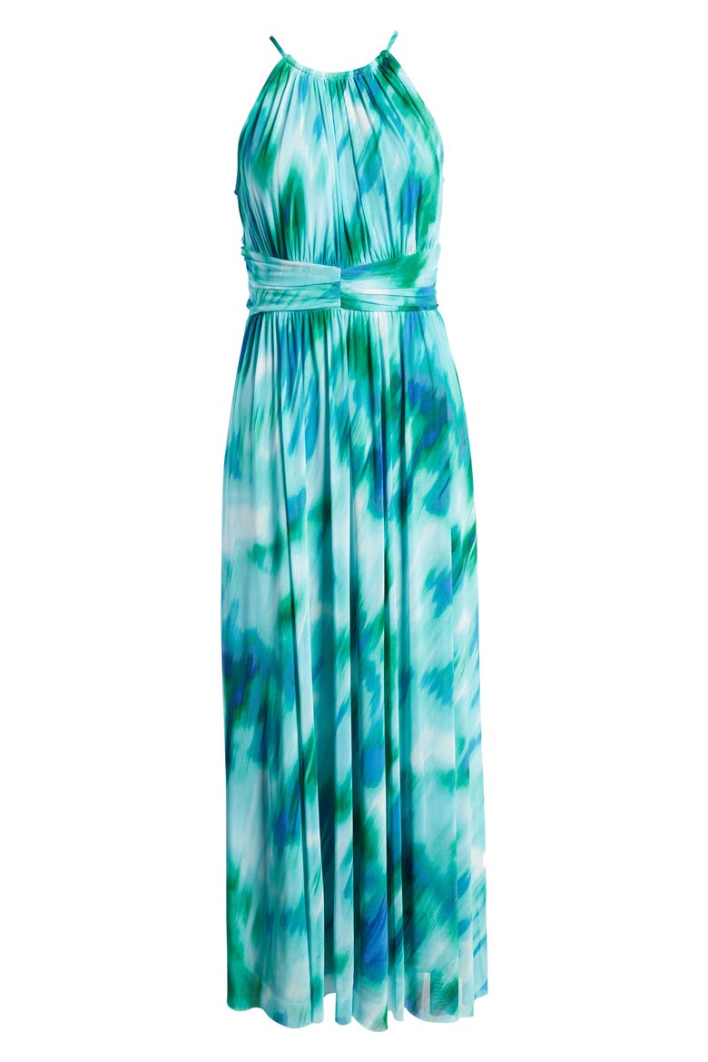 Halter Neck Dress, Alternate, color, SOFT WHITE/ COBALT