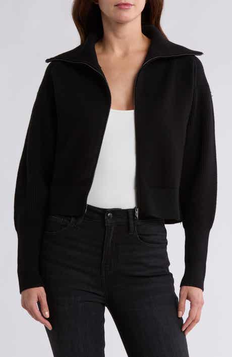 Wide Collar Zip Cardigan