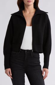 DKNY Wide Collar Zip Cardigan