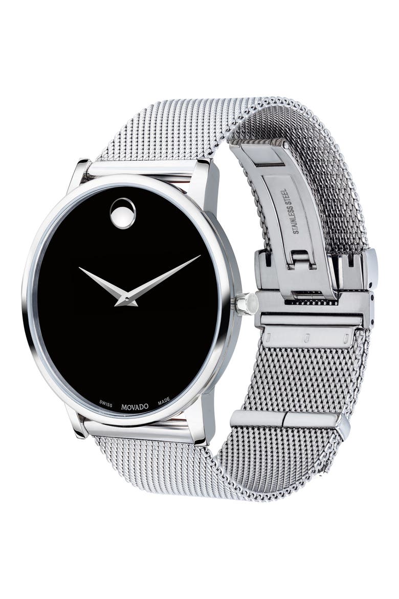 Museum Mesh Strap Watch, 40mm, Alternate, color, BLACK DIAL