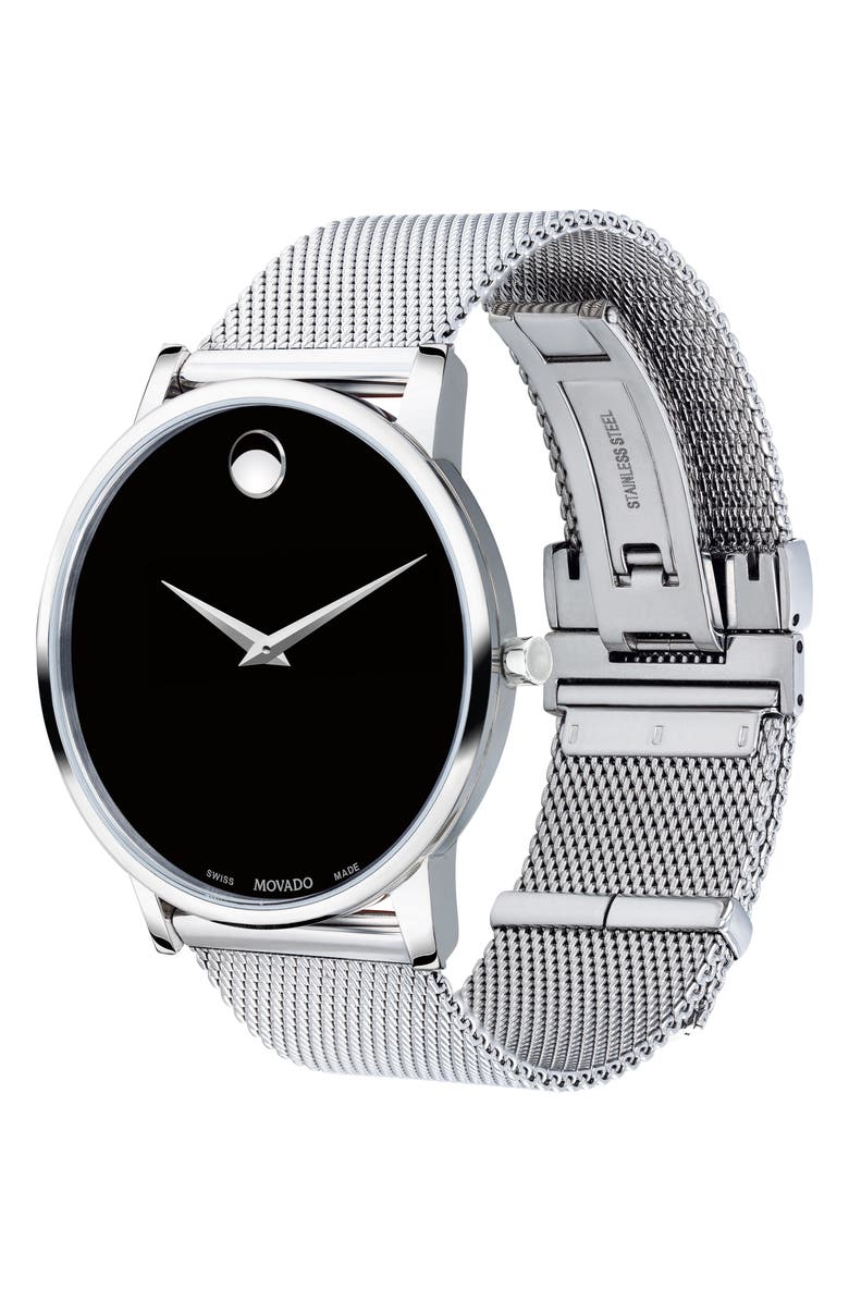 Movado Museum Mesh Strap Watch, 40mm, Alternate, color, 