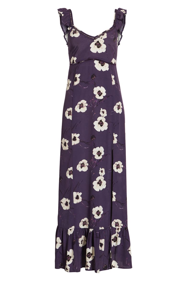 Ruffle Maxi Dress, Alternate, color, PURPLE NIGHT PAINTERLY FLORAL