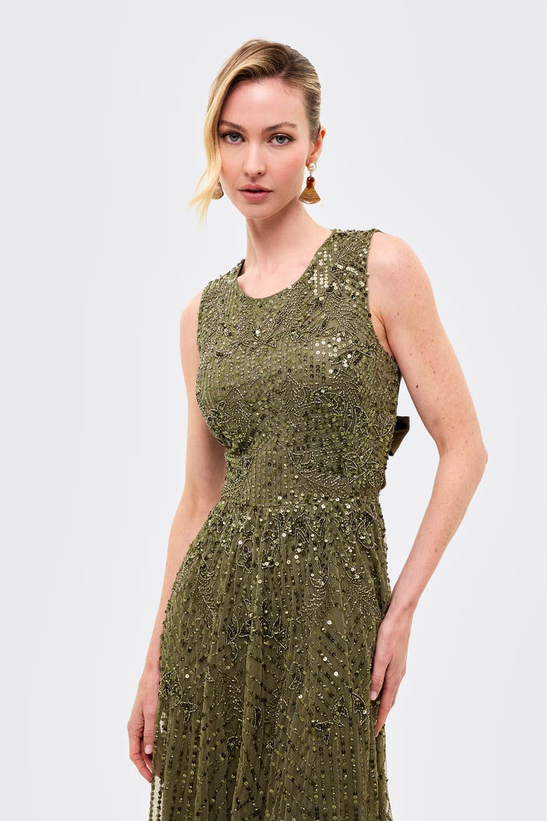 Embellished Sequins Back Satin Bow, Alternate, color, Khaki