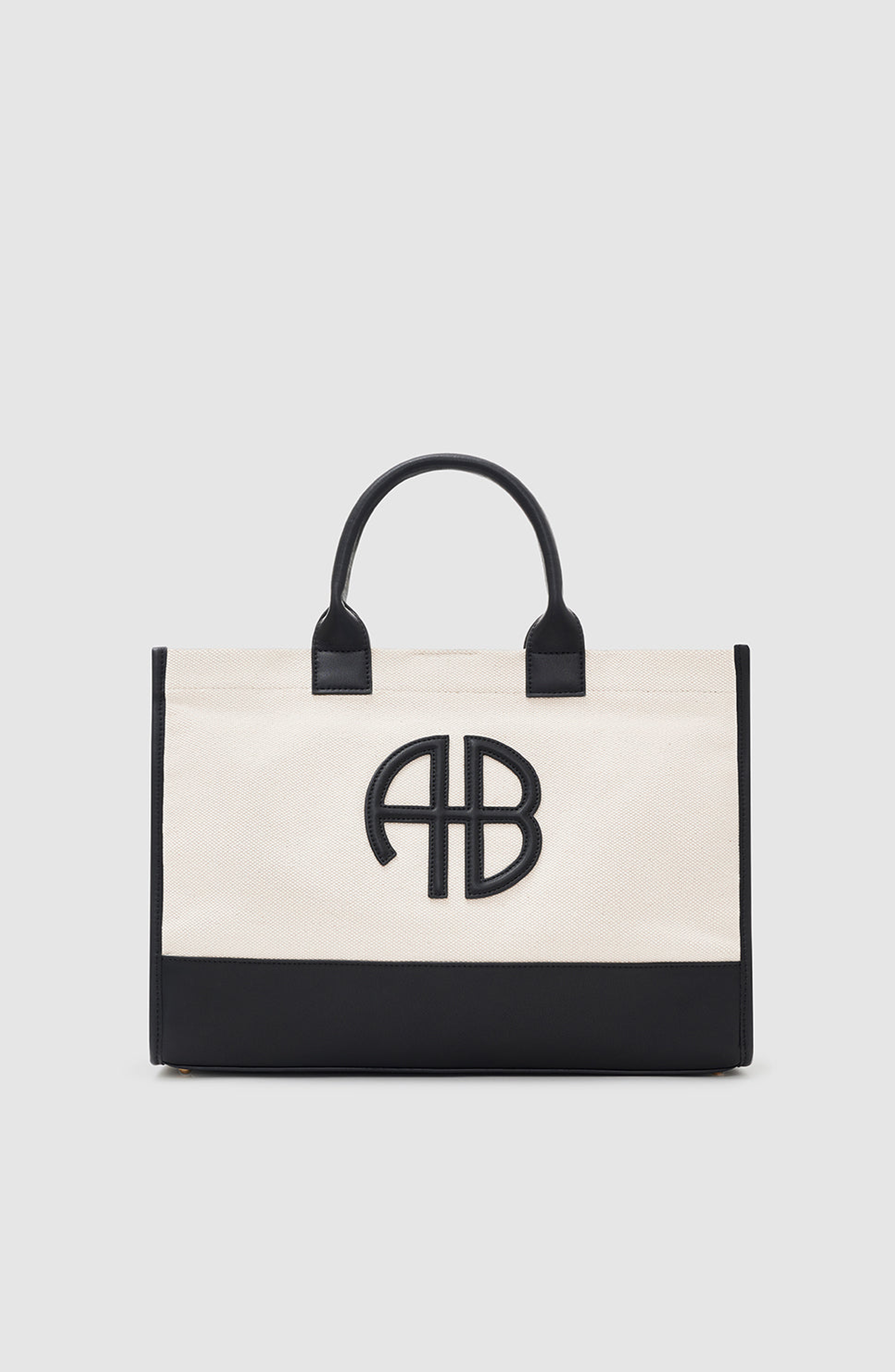ANINE BING Lara Tote, Alternate, color, Natural Canvas / Black