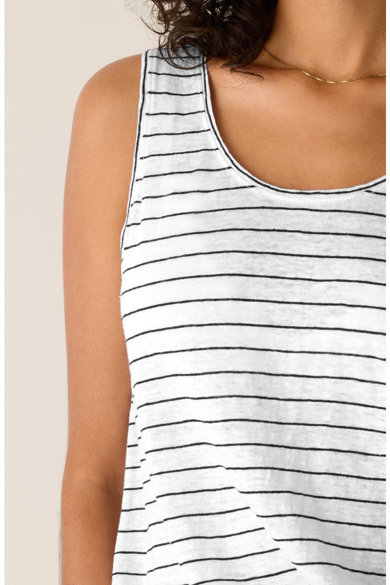 Stripe Organic Linen Tank, Alternate, color, WHITE/ BLACK