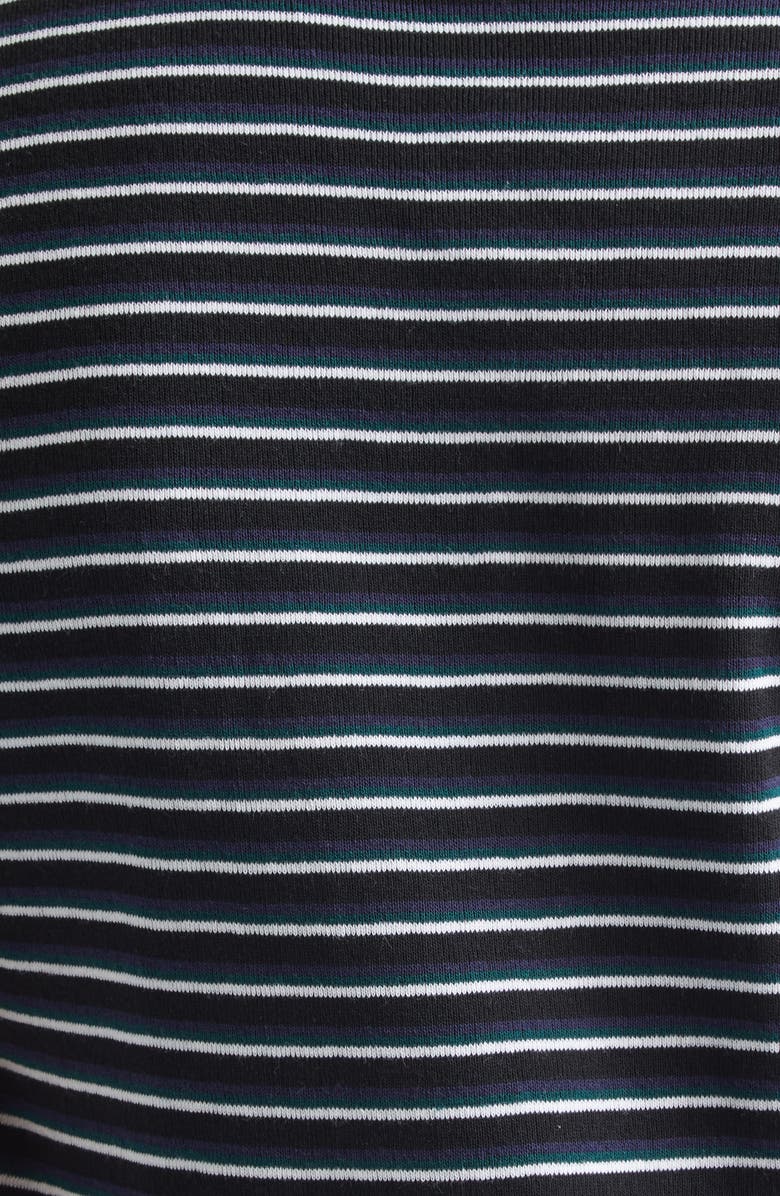 Sacai Stripe Rib Cotton T-Shirt, Alternate, color, Black